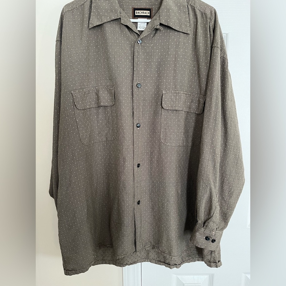 Bachrach Black and Green Checkered Shirt